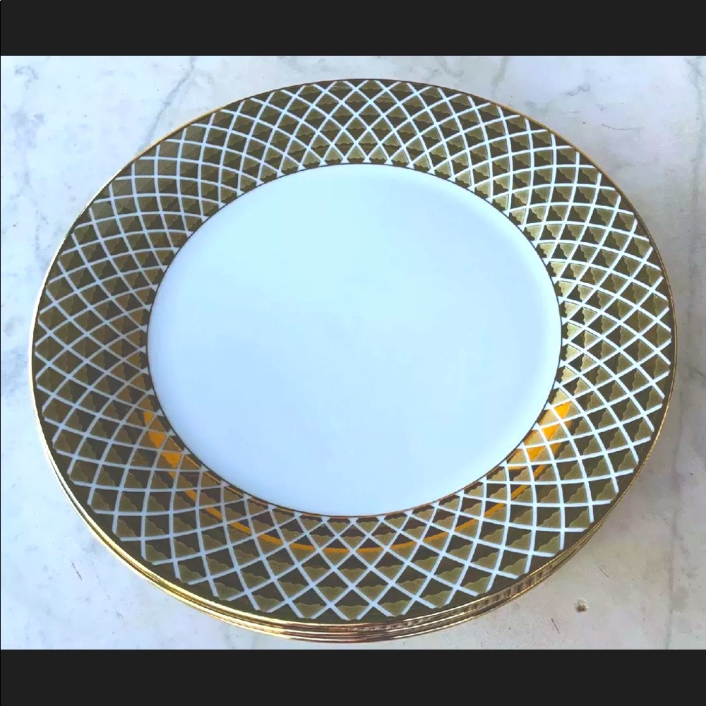 CIROA LUXE DINNER PLATES GOLD METALLIC PORCELAIN 10.5 INCH